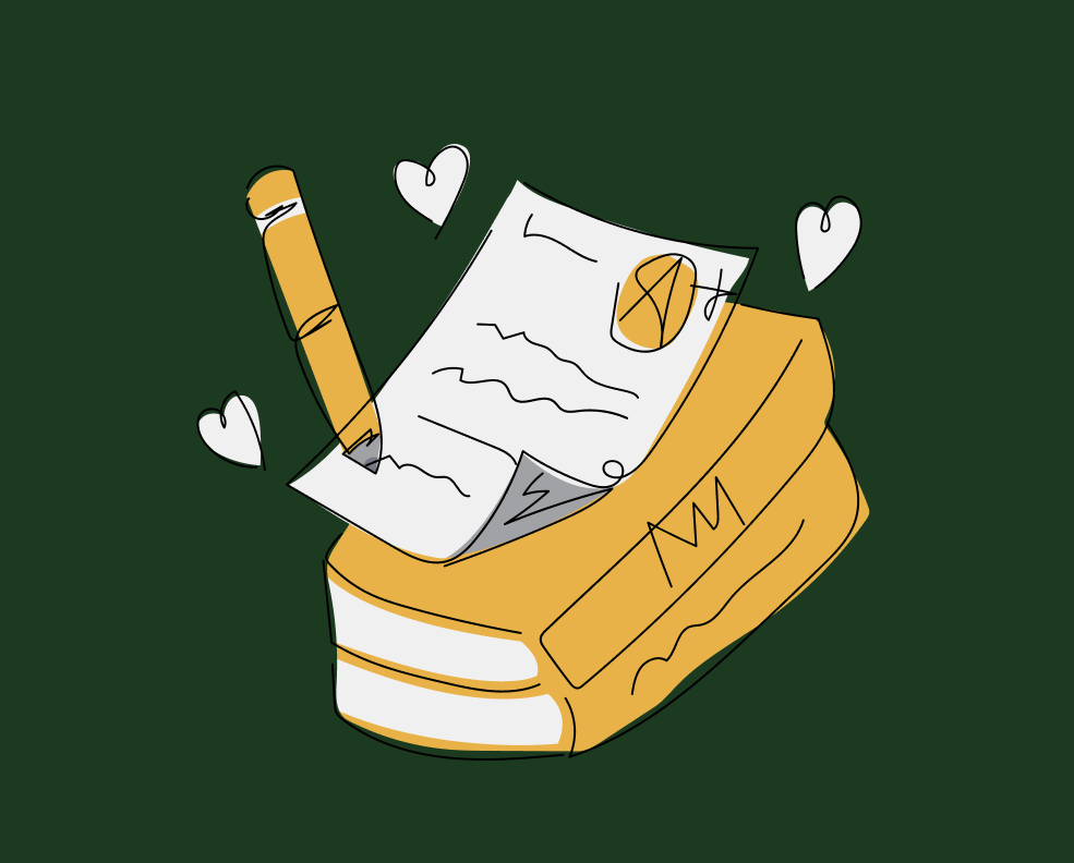 Ilustração de livros com capas amarelas, representando as indicações de livros